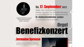 Orgel Benefizkonzert am 17. September 2022 in der St. Katharinenkirche in Laufen mit Jermaine Sprosse
